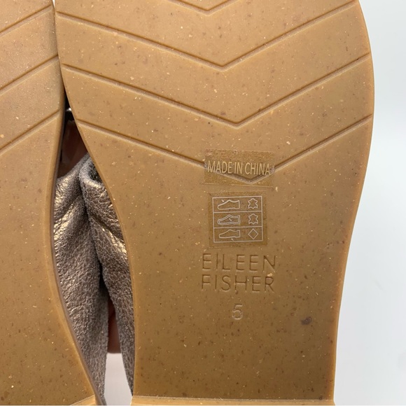 Eileen Fisher Dello Slide Sandal NWOB size 5 Gold slip on wedding party guest650 - Picture 8 of 9